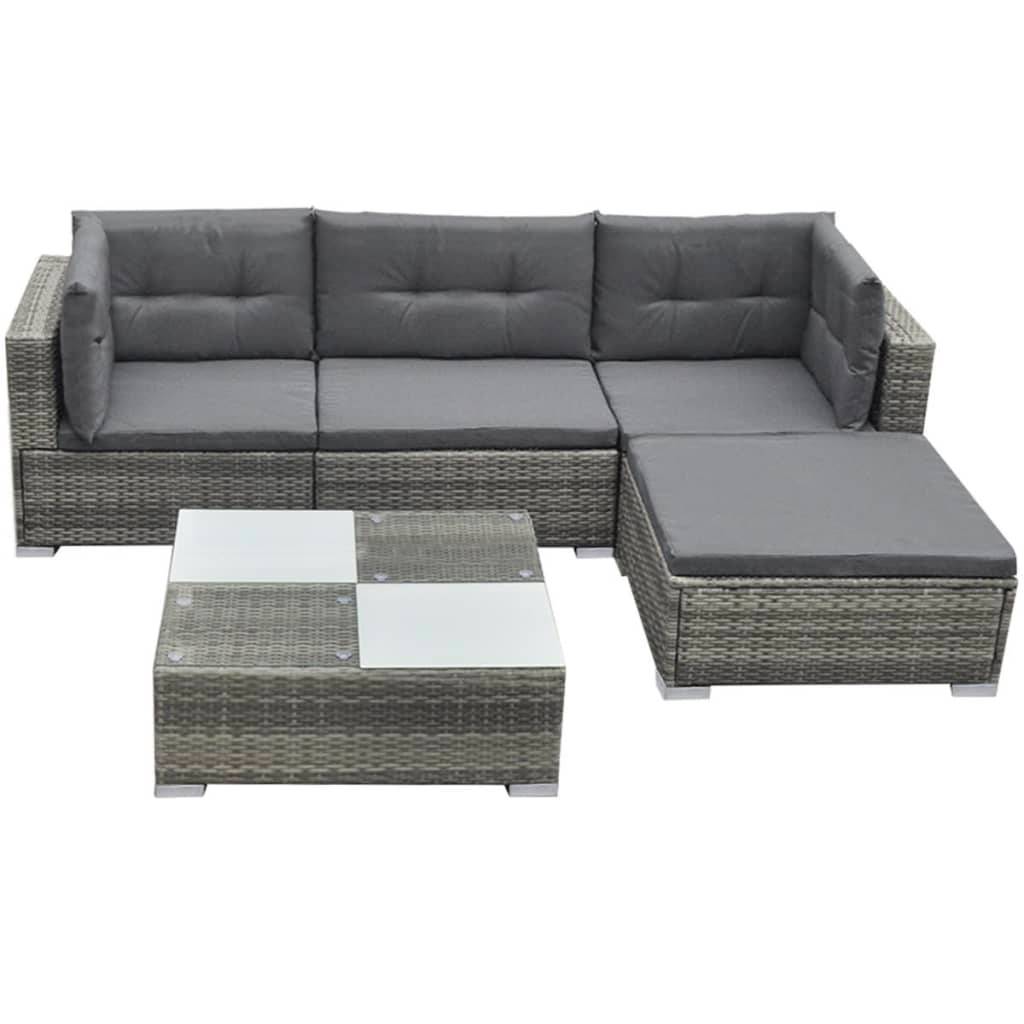 Vidaxl - Salon de jardin 5 pcs avec coussins résine tressée gris vidaXL 42735 - Imagen 2