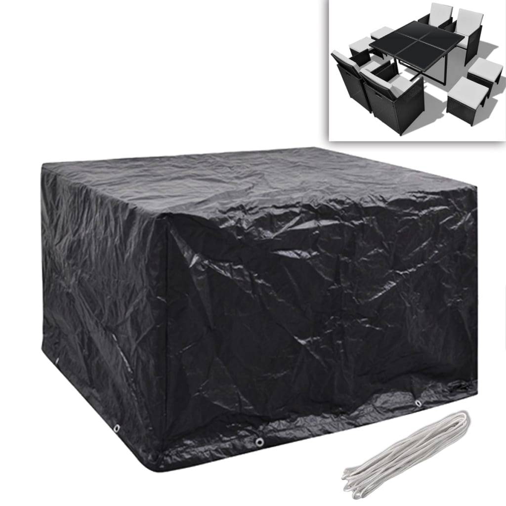Lot de 2 Housses Salon de Jardin PE Imperméable pour Ensemble 4 Personnes Noir 113x113x73 cm – ComfortXL Outdoor Living - Image 2