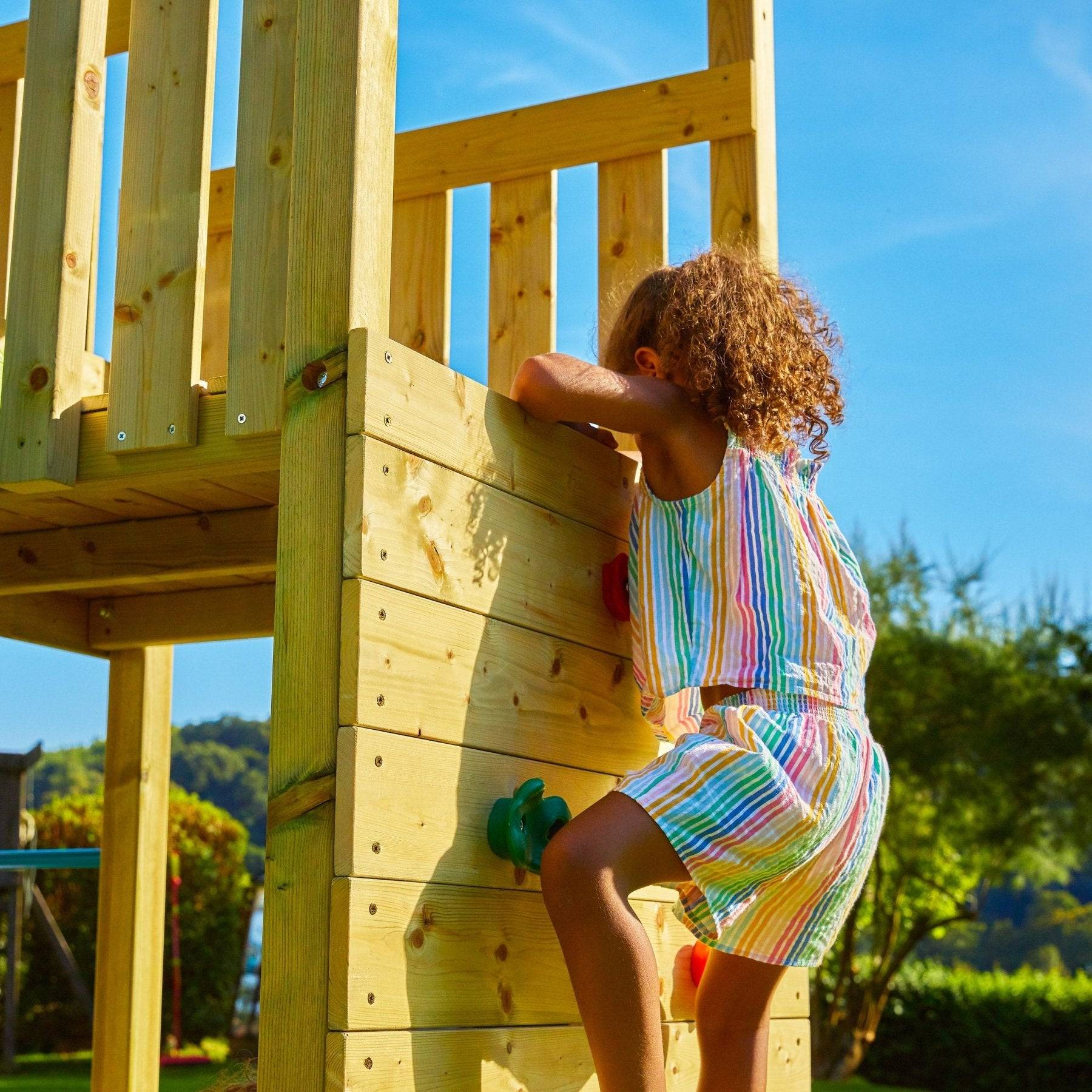 Tp Toys - AIre de jeux tour avec mur d'escalade et toboggan - bois FSC® - H270 cm - CLÉMATITE SKYWOOD - Imagen 6