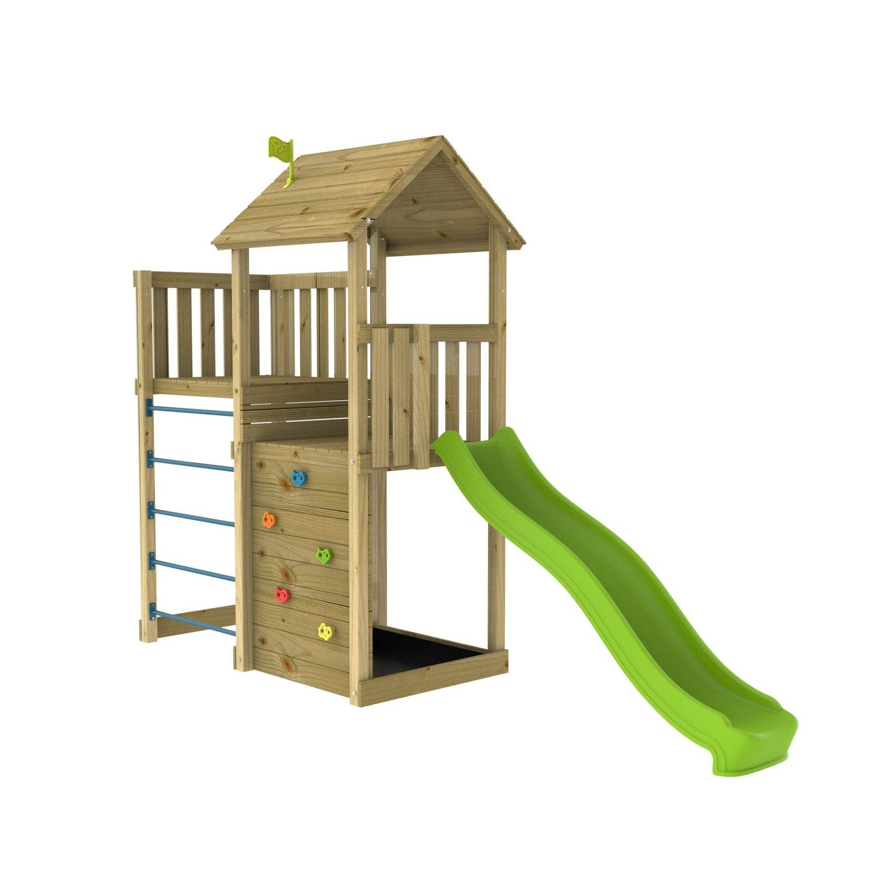 Tp Toys - AIre de jeux tour avec mur d'escalade et toboggan - bois FSC® - H270 cm - CLÉMATITE SKYWOOD - Imagen 2