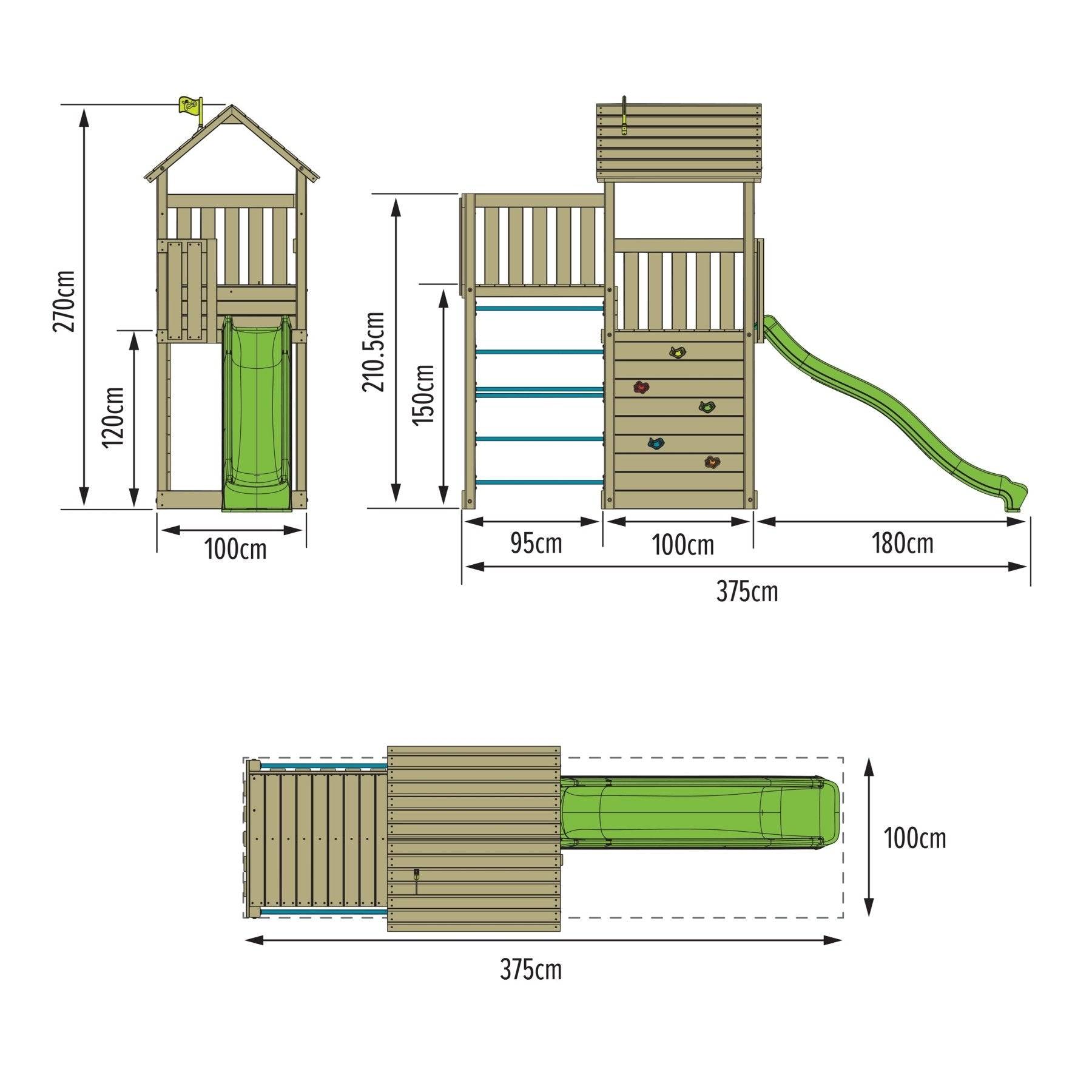 Tp Toys - AIre de jeux tour avec mur d'escalade et toboggan - bois FSC® - H270 cm - CLÉMATITE SKYWOOD - Imagen 3