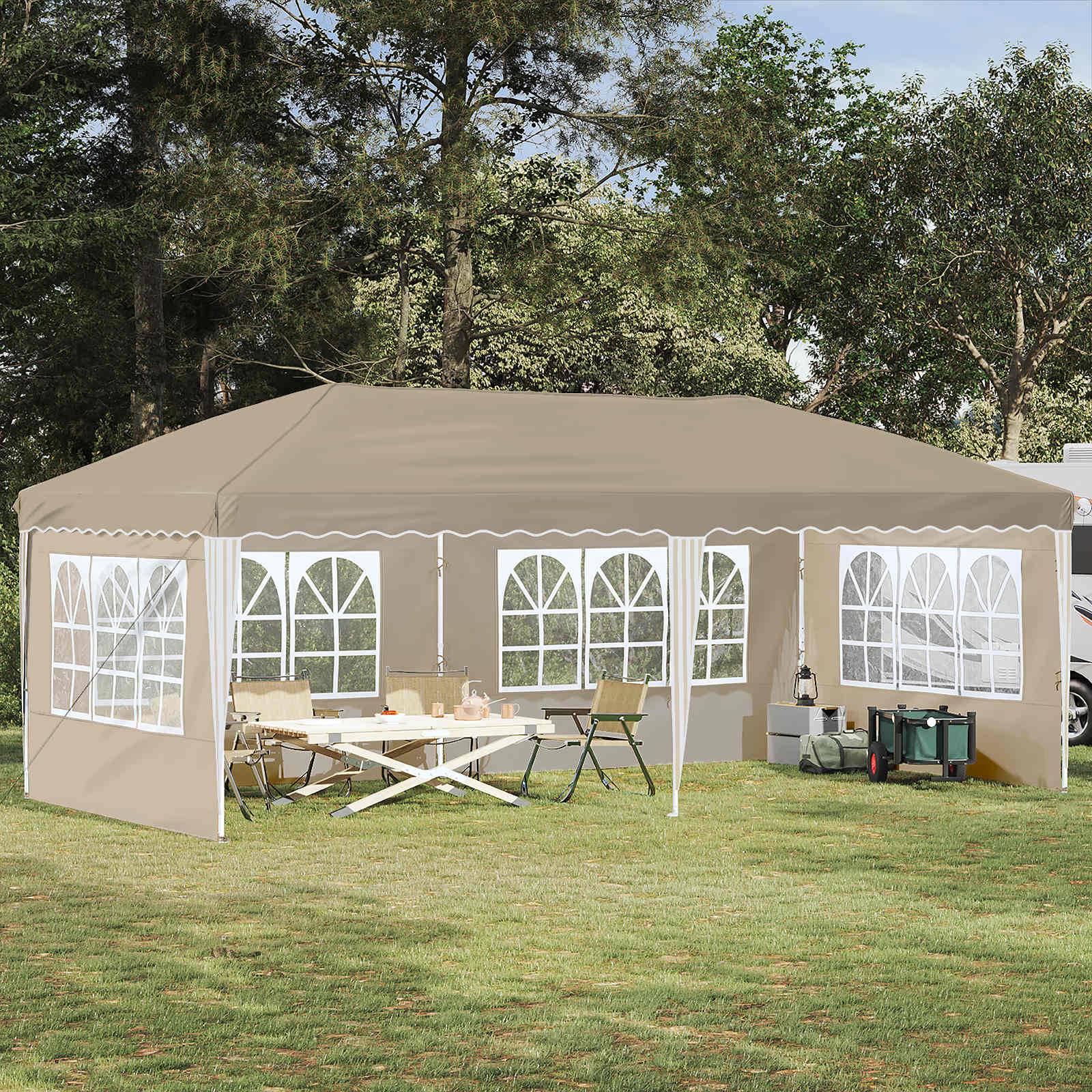 ComfortXL - Tente de réception pliable acier oxford marché événement montage rapide 575x289cm crème - ComfortXL Outdoor Living