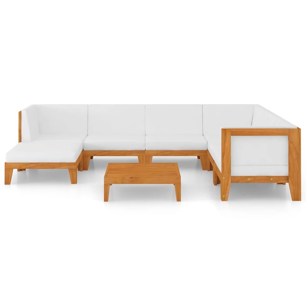 Helloshop26 - Salon de jardin meuble d'extérieur ensemble de mobilier 8 pièces avec coussins bois d'acacia solide - Imagen 1