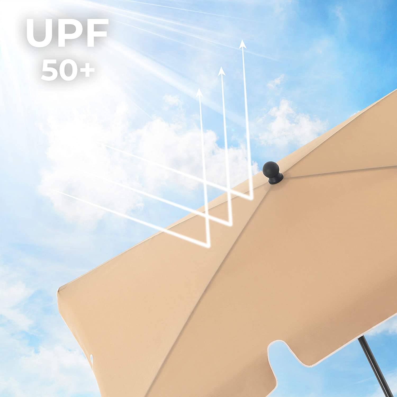 Parasol de balcon rectangulaire 1,8 x 1,25 m protection UPF 50+ ombrelle toile avec revêtement en PA sac de transport terrasse jardin sans socle taupe - Image 2