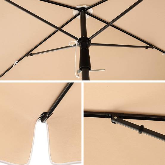 Parasol de balcon rectangulaire 1,8 x 1,25 m protection UPF 50+ ombrelle toile avec revêtement en PA sac de transport terrasse jardin sans socle taupe - Image 4