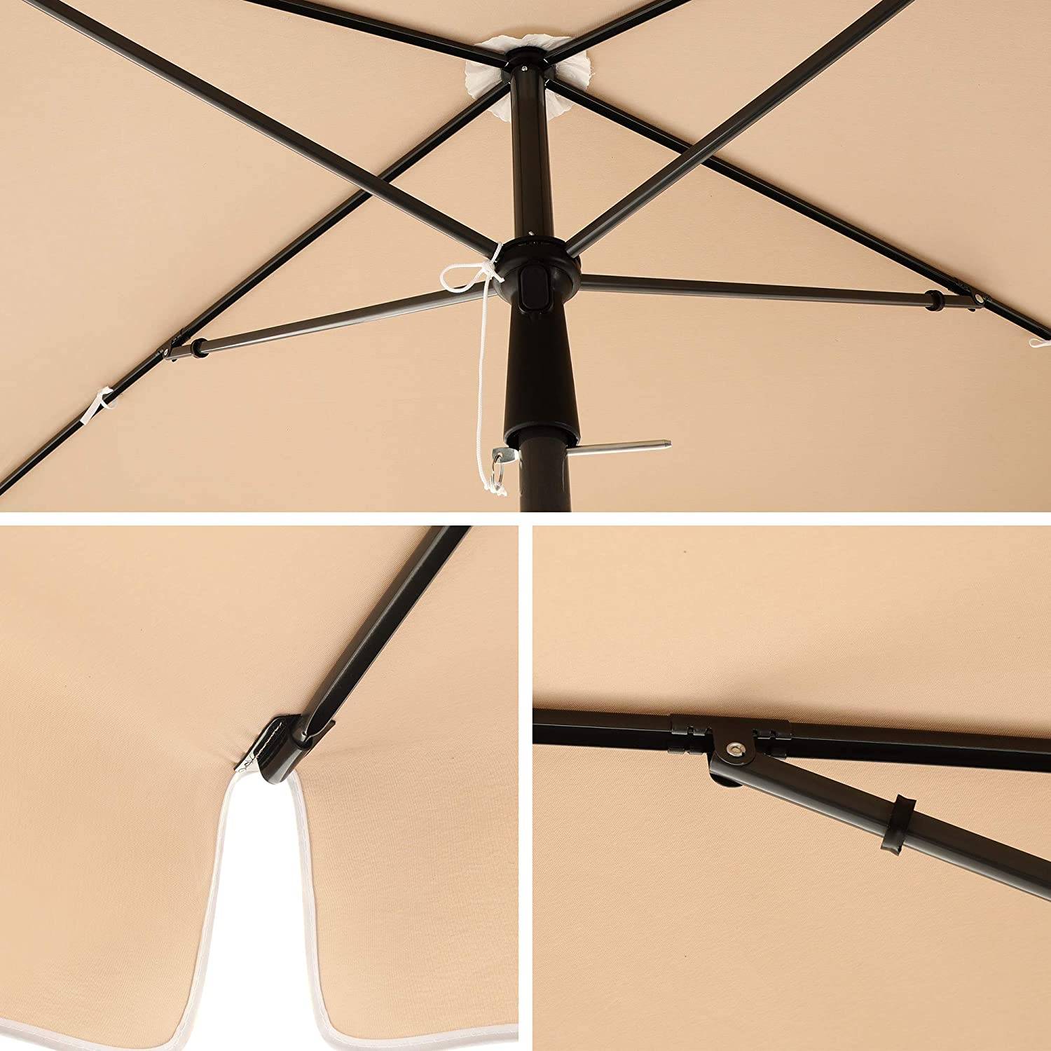 Parasol de balcon rectangulaire 1,8 x 1,25 m protection UPF 50+ ombrelle toile avec revêtement en PA sac de transport terrasse jardin sans socle taupe - Image 4