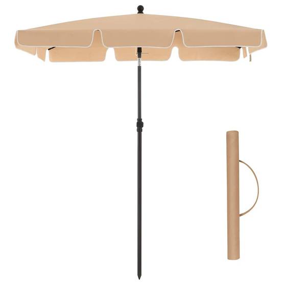 Parasol de balcon rectangulaire 1,8 x 1,25 m protection UPF 50+ ombrelle toile avec revêtement en PA sac de transport terrasse jardin sans socle taupe - Image 5