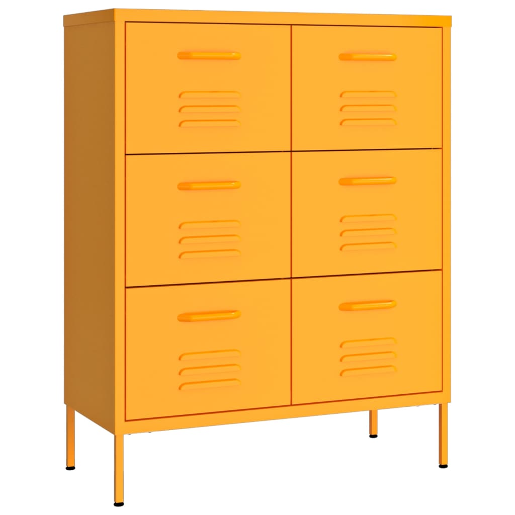 Vidaxl - Armoire à tiroirs Jaune moutarde 80x35x101,5 cm Acier - vidaXL - Imagen 1