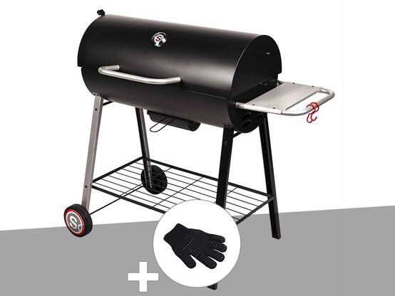Somagic - Barbecue à charbon sur chariot Michigan + Gant de protection - Somagic