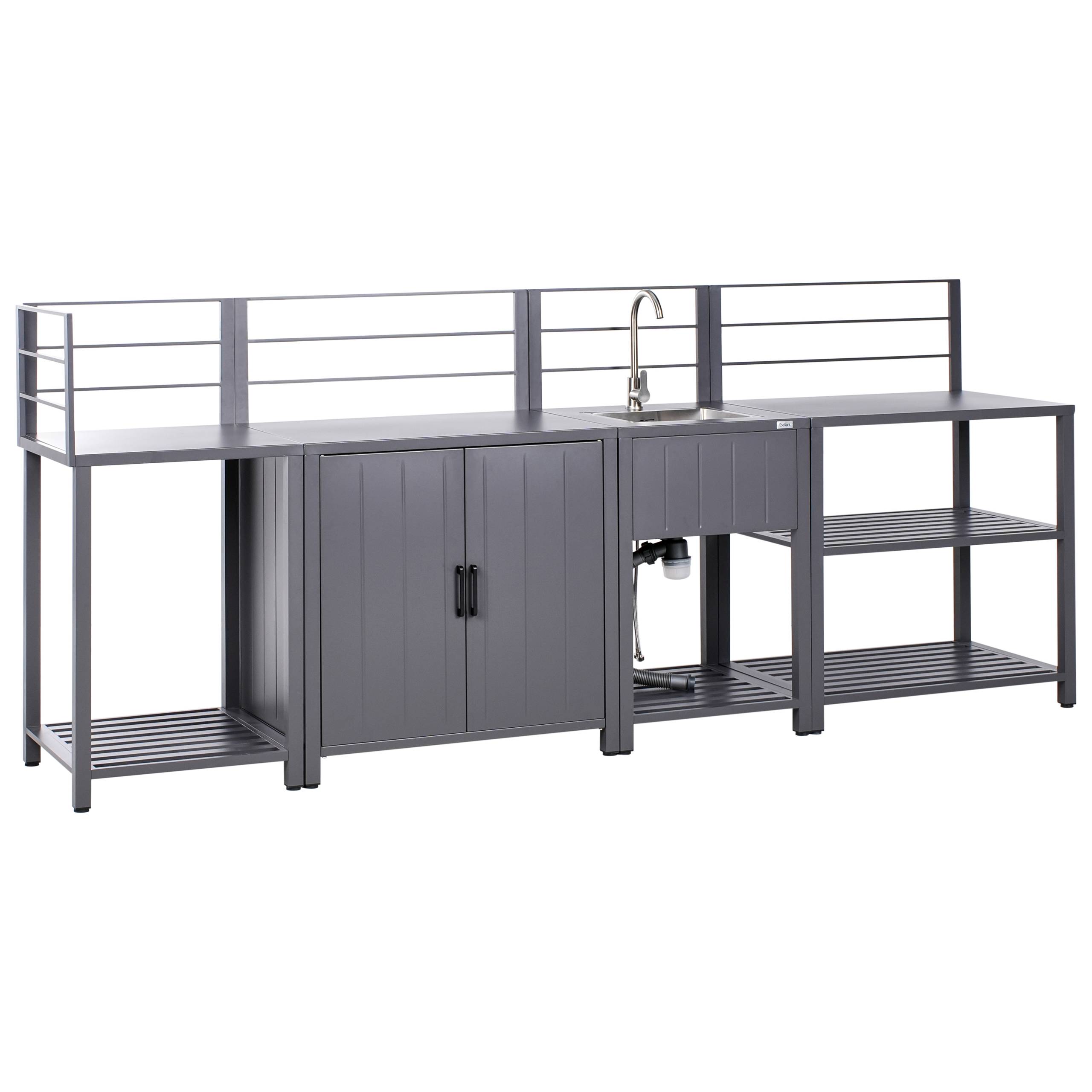 Beliani - Cuisine de jardin Aluminium Gris VIGGIANO - 90x60x125- Beliani - Image 2