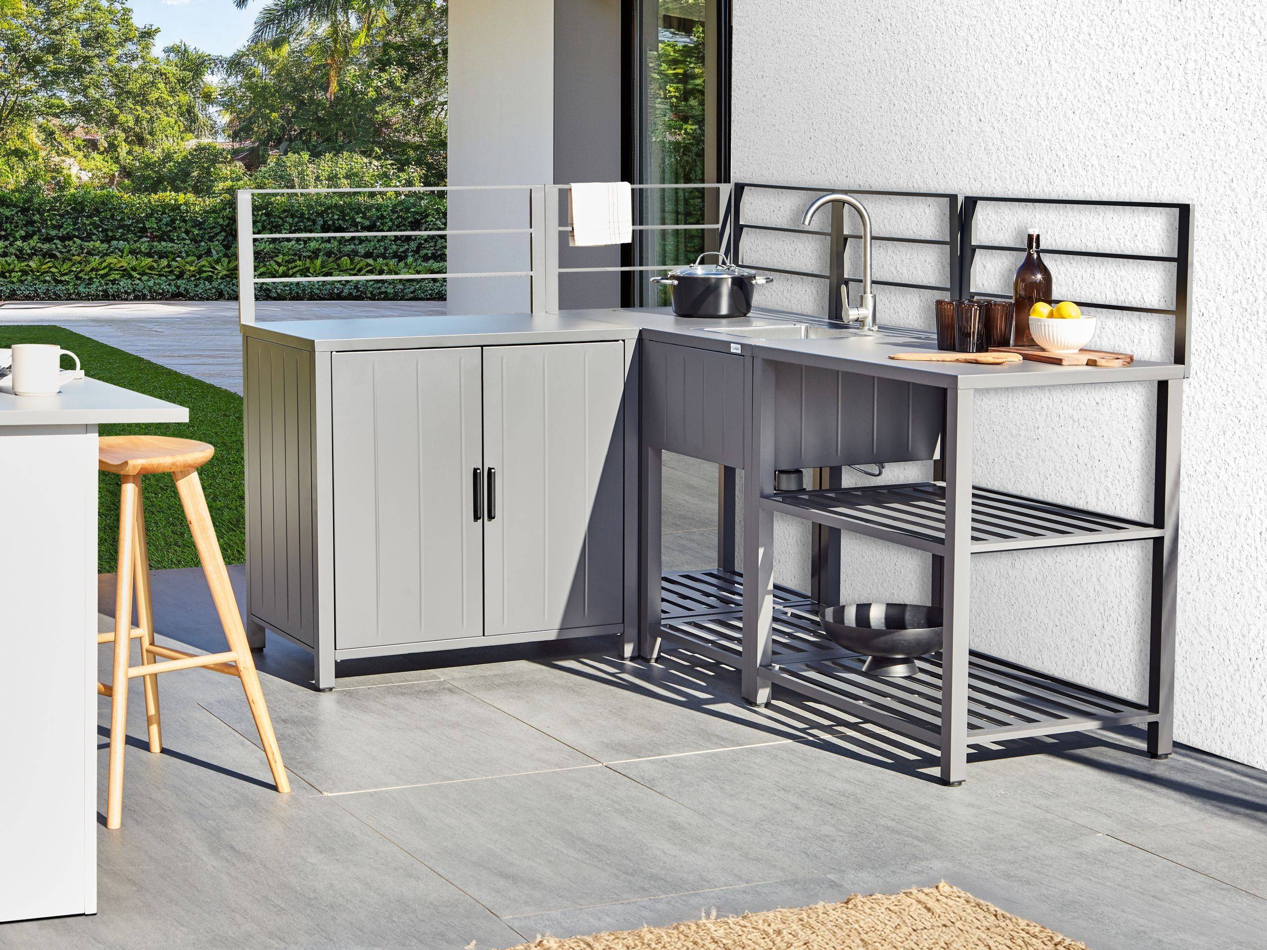 Beliani - Cuisine de jardin Aluminium Gris VIGGIANO - 90x60x125- Beliani - Image 1