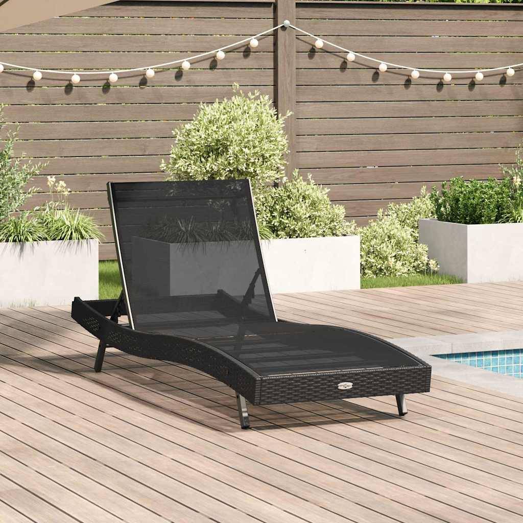 Vidaxl - Transat Noir 197 x 70 x 82 cm polyrotin vidaXL 42009977 - Image 1