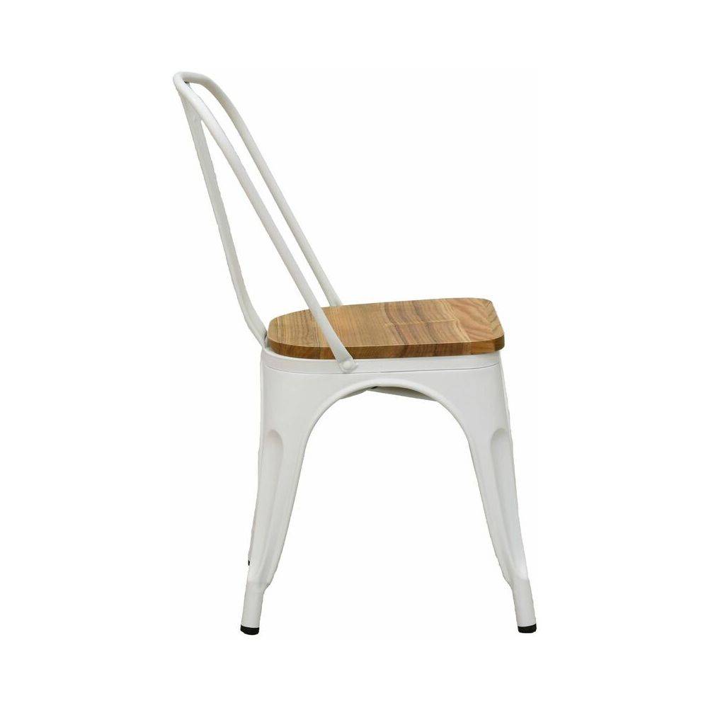 Aubry Gaspard - Chaise industrielle en métal et bois d'orme huilé (Lot de 4) - Imagen 3