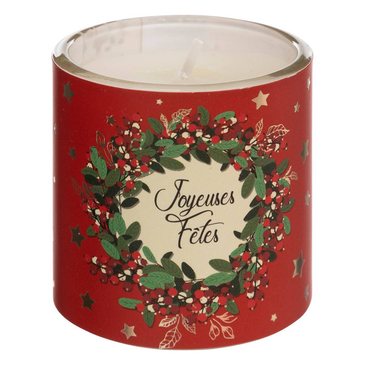 Fééric Lights & Christmas - Lot de 3 bougies parfumées 45 gr avec pot verre imprimé rouge - Feeric Lights & Christmas - Imagen 2