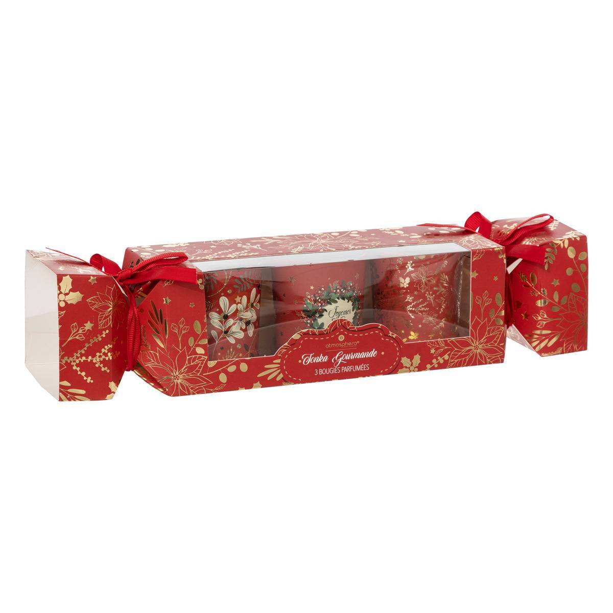 Fééric Lights & Christmas - Lot de 3 bougies parfumées 45 gr avec pot verre imprimé rouge - Feeric Lights & Christmas - Imagen 1