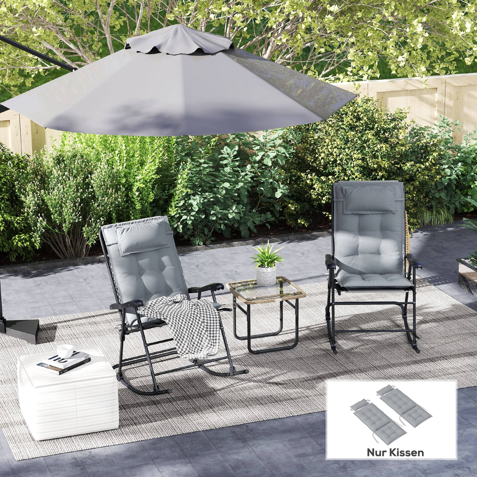 Lot de 2 coussins pour transats, déperlants, pour transats de jardin, 50 x 116 x 5 cm, gris clair - Image 4