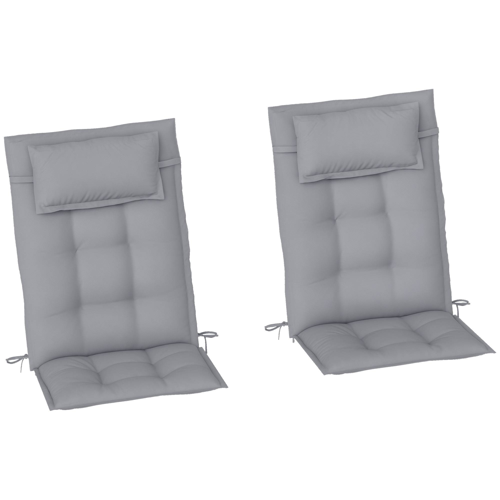 Lot de 2 coussins pour transats, déperlants, pour transats de jardin, 50 x 116 x 5 cm, gris clair