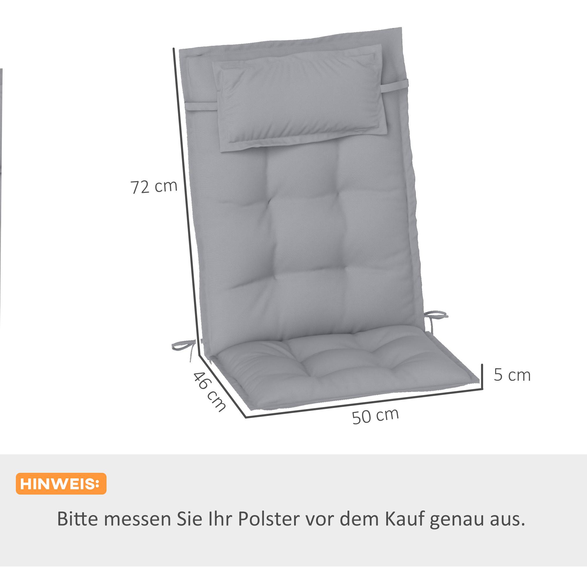 Lot de 2 coussins pour transats, déperlants, pour transats de jardin, 50 x 116 x 5 cm, gris clair - Image 5