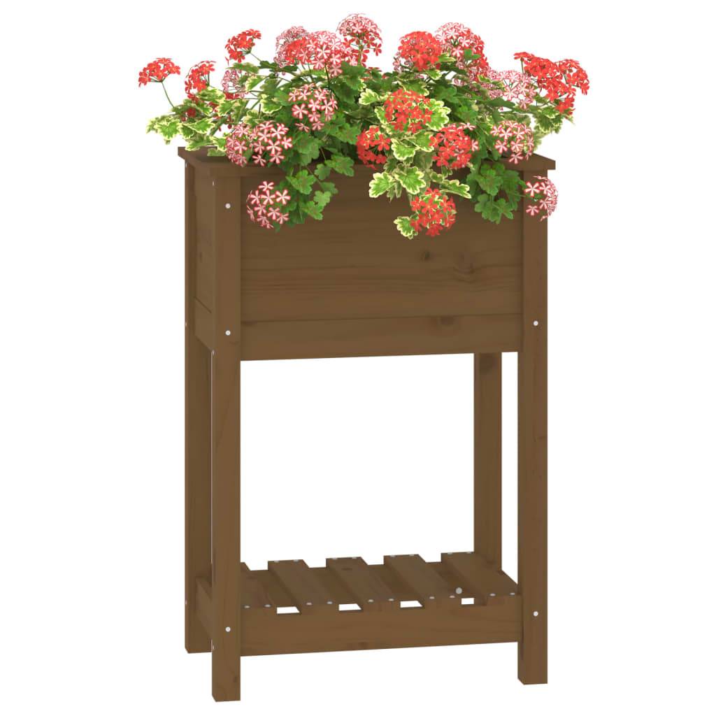 Maison Chic - Jardinière, Bac à fleurs, Pot de fleurs avec étagère Marron miel 54x34,5x81 cm Bois de pin - Imagen 4