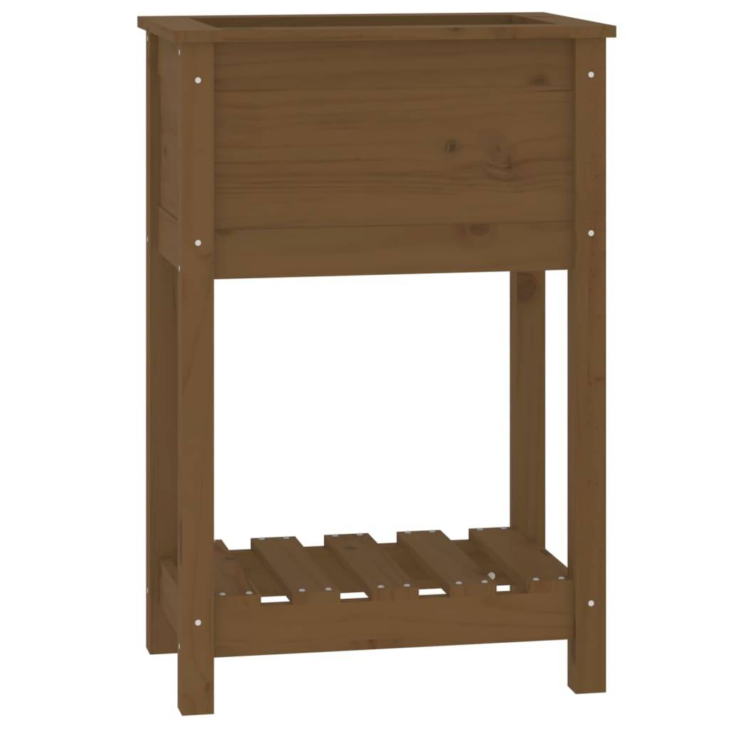 Maison Chic - Jardinière, Bac à fleurs, Pot de fleurs avec étagère Marron miel 54x34,5x81 cm Bois de pin - Imagen 1