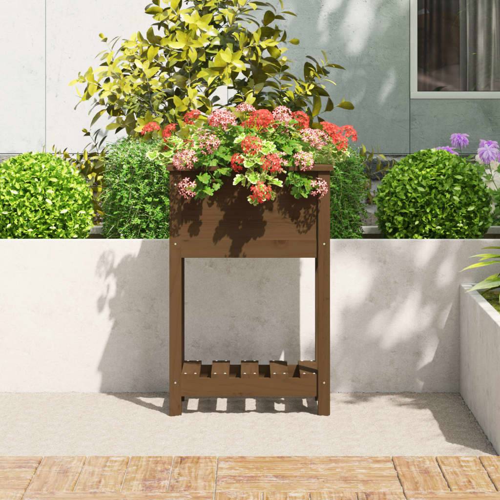 Maison Chic - Jardinière, Bac à fleurs, Pot de fleurs avec étagère Marron miel 54x34,5x81 cm Bois de pin - Imagen 3