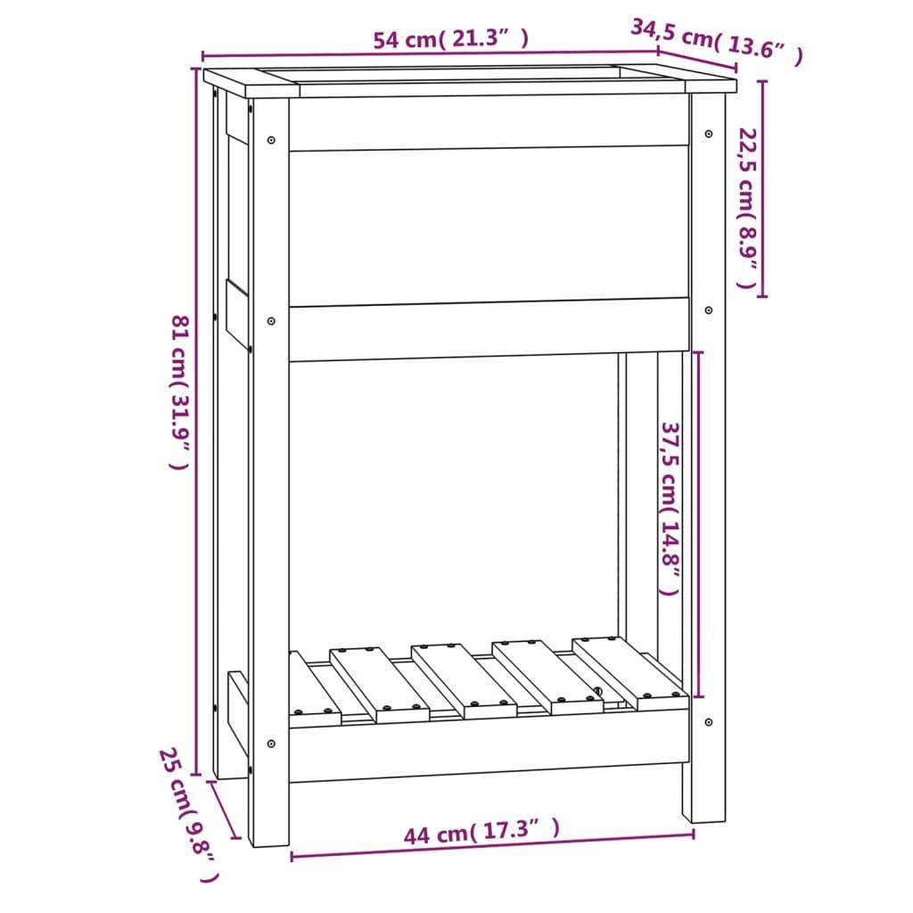 Maison Chic - Jardinière, Bac à fleurs, Pot de fleurs avec étagère Marron miel 54x34,5x81 cm Bois de pin - Imagen 8