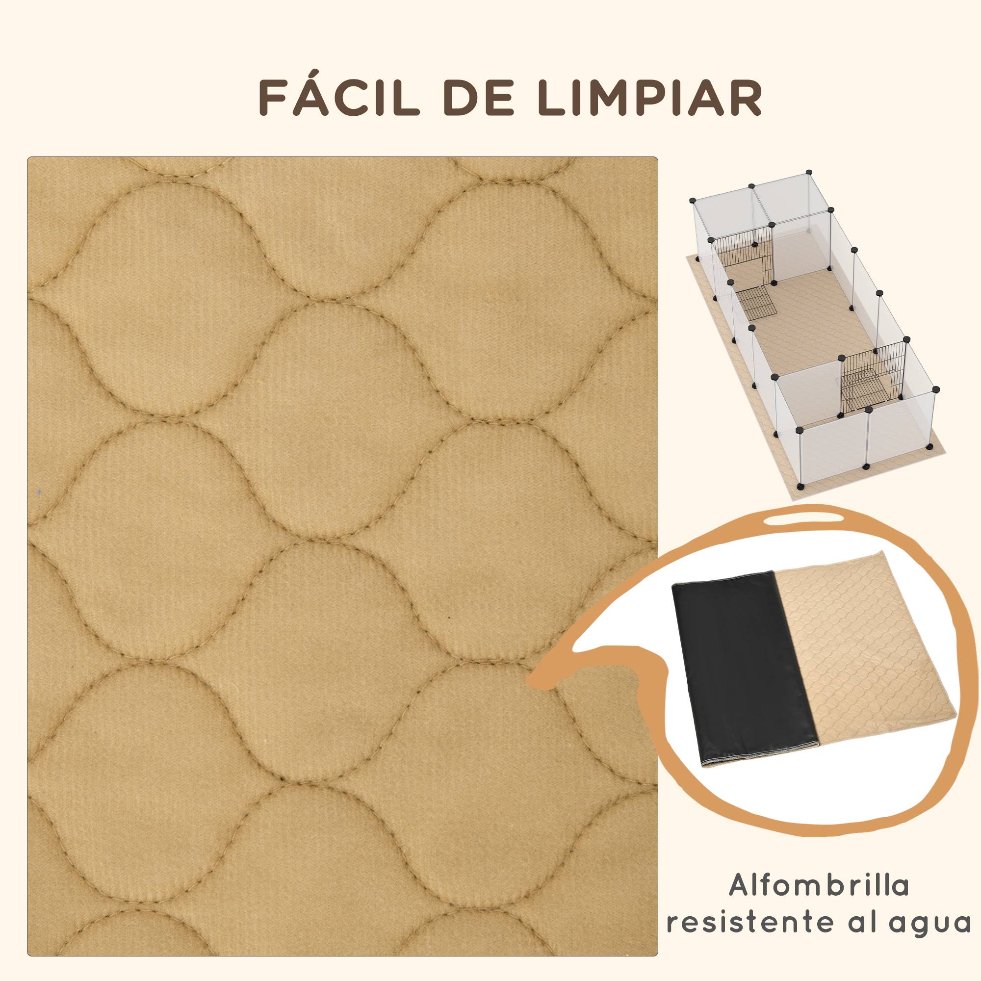 Enclos pour animaux de compagnie DIY avec 20 panneaux et tapis, parc pour petits animaux pour cochons d'Inde, lapins 175x70x45 cm Blanc - Image 8