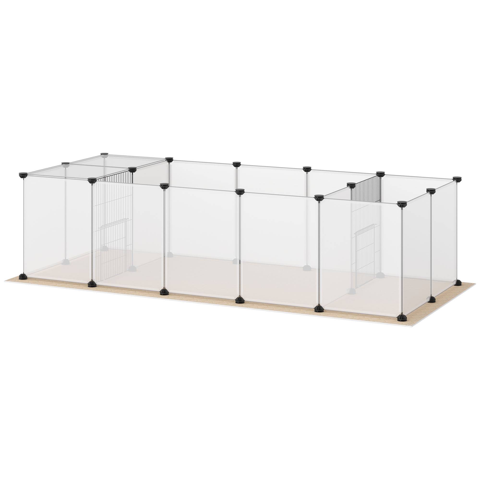 Enclos pour animaux de compagnie DIY avec 20 panneaux et tapis, parc pour petits animaux pour cochons d'Inde, lapins 175x70x45 cm Blanc - Image 2