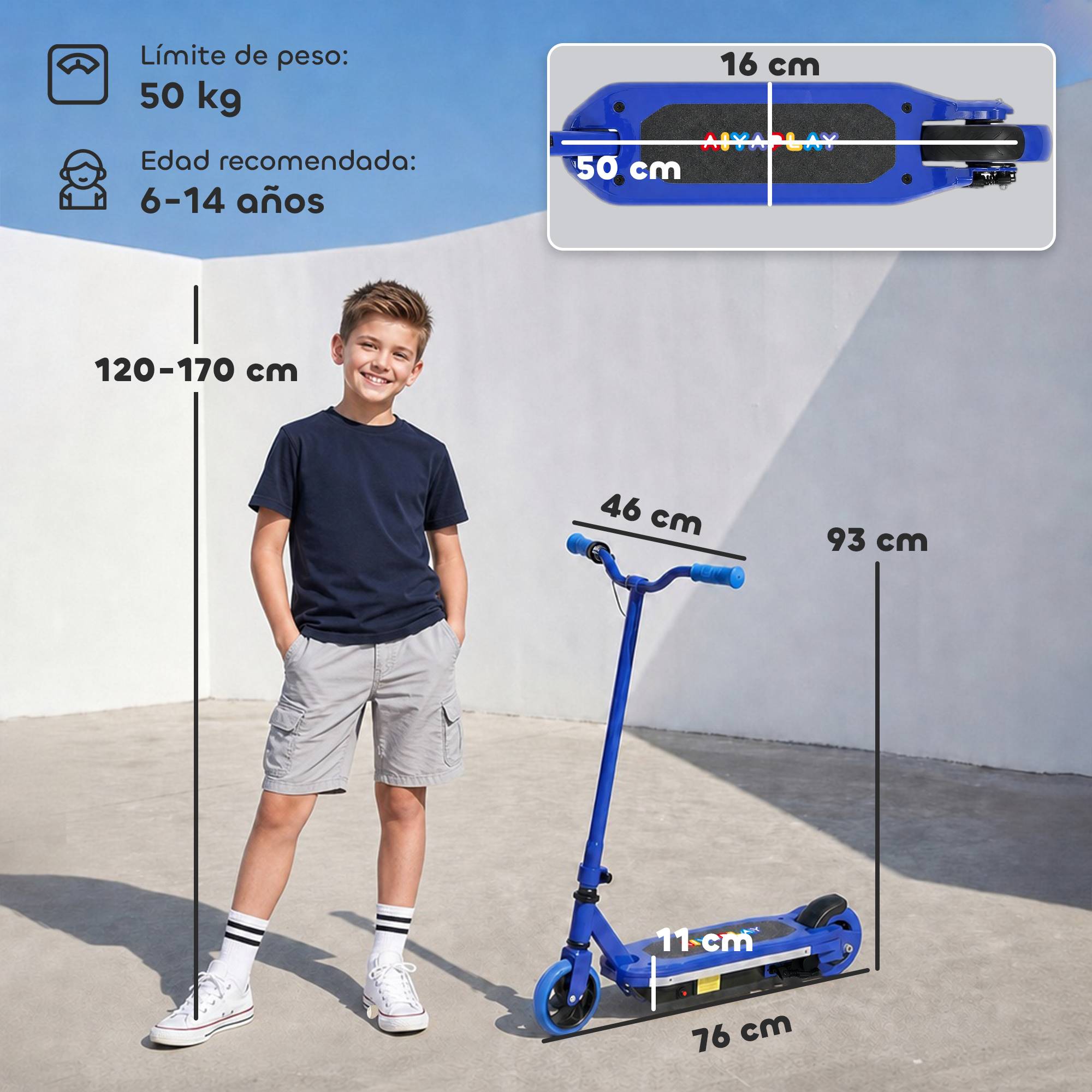 Sans Marque - Trottinette électrique enfants lumières LED accélérateur pouce roues increvables 10 km/h bleue - Image 5