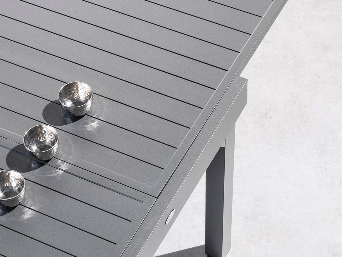 Hesperide - Ensemble repas table extensible alu 4/8 places Graphite + 8 fauteuils Piazza - Hespéride - Image 3