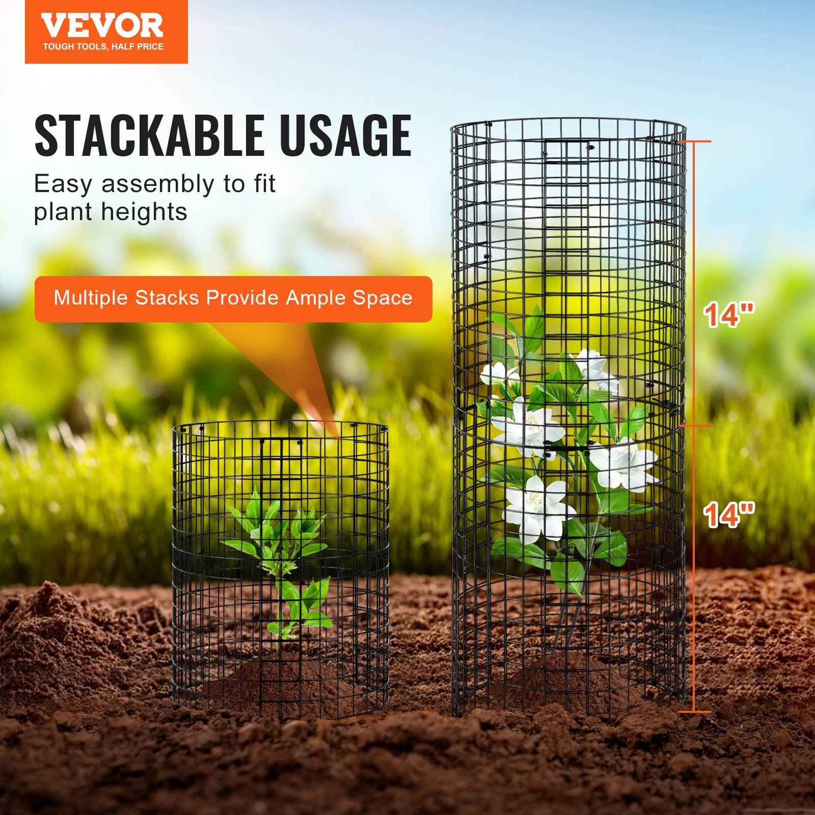 VEVOR Protections plantes animaux, lot 6, diamètre 32 cm, hauteur 35,6 cm. Grillage. - Image 2