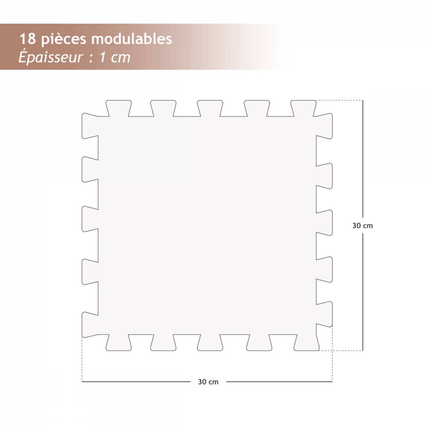 Tapis de sol puzzle pour fitness ou jeu enfant, antidérapant - 18 pièces - Noir - Vivezen - Imagen 3
