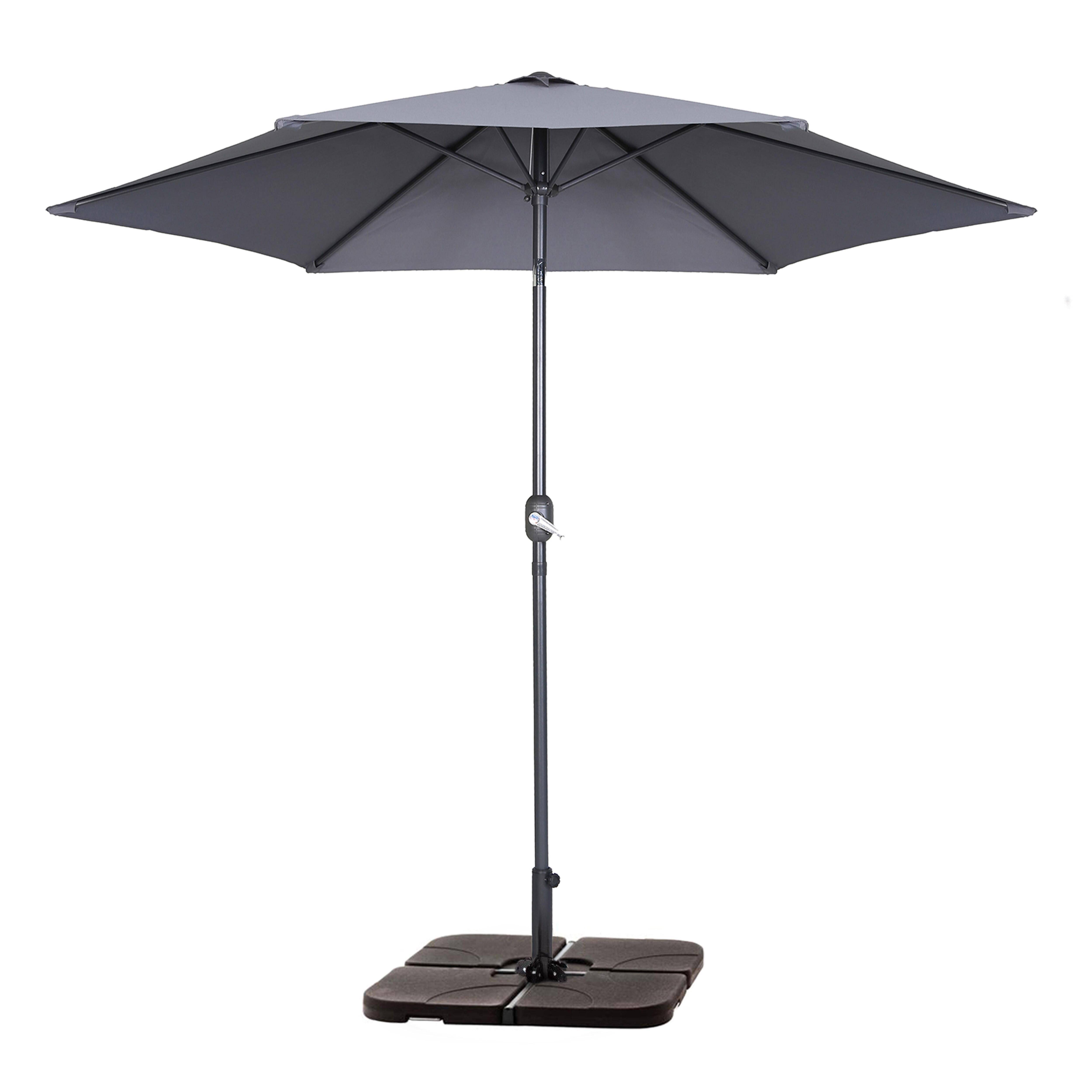 Oviala - Parasol droit inclinable 3m et 4 dalles à lester remplissables gris Matera - Oviala - Imagen 1