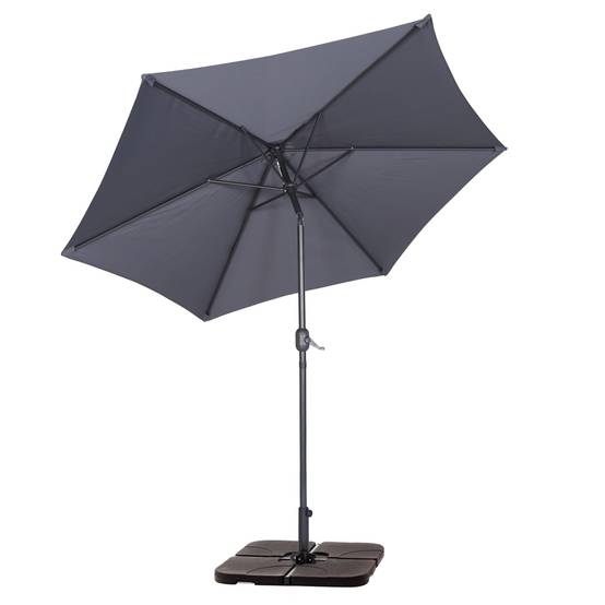 Oviala - Parasol droit inclinable 3m et 4 dalles à lester remplissables gris Matera - Oviala - Imagen 3