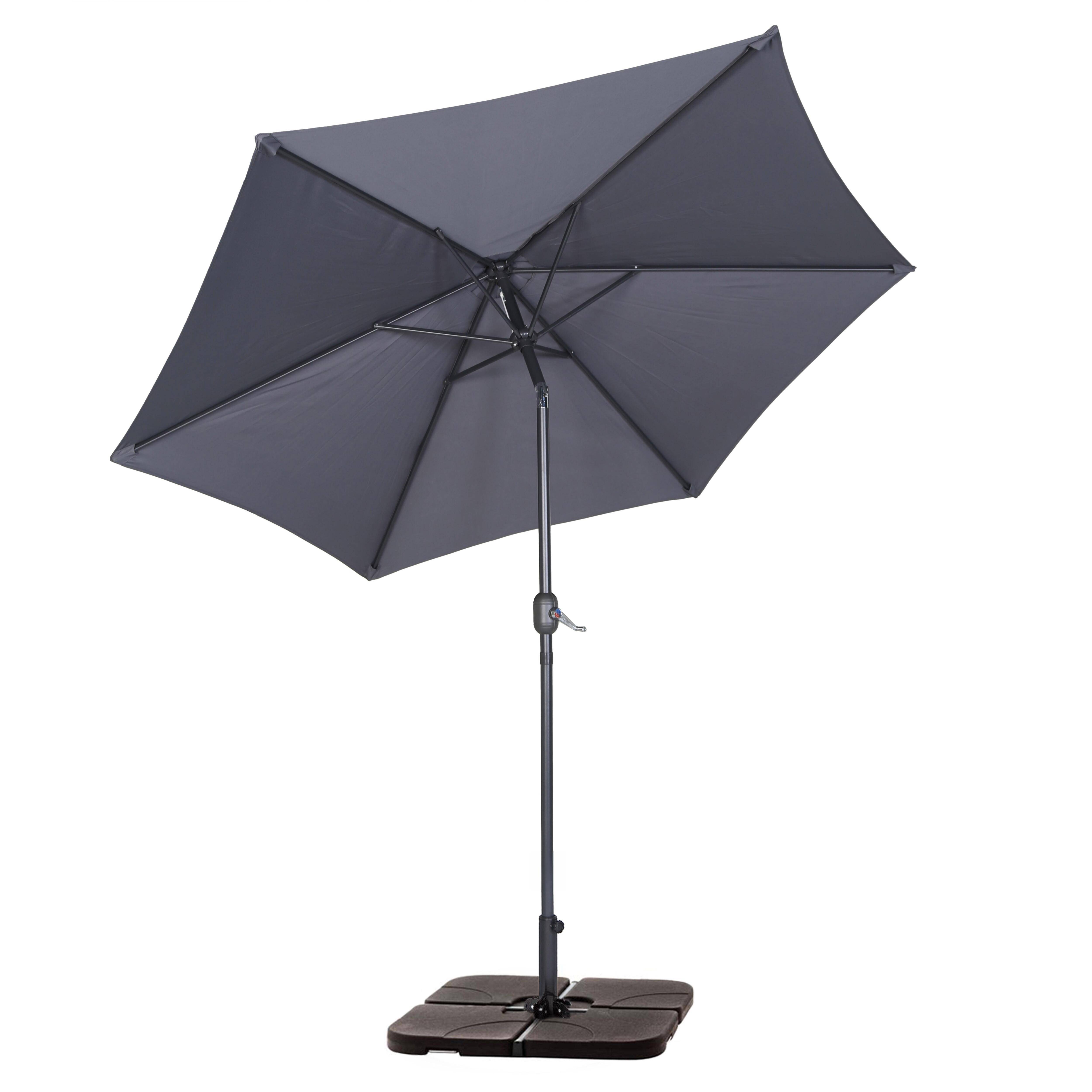 Oviala - Parasol droit inclinable 3m et 4 dalles à lester remplissables gris Matera - Oviala - Imagen 3