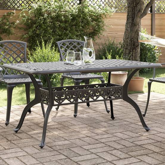 Table de jardin aluminium coulé noir 150 x 90 x 72 cm - PANGIVO - Image 3