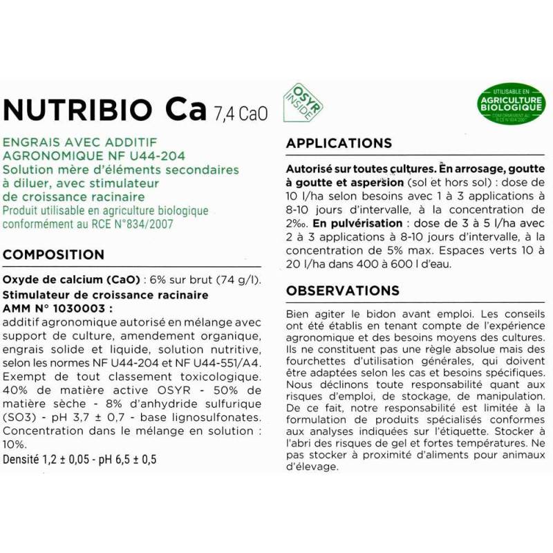 Calcium organique, formule liquide concentrée - Agro Sens - 500 ml (250 litres de préparation) - Image 5