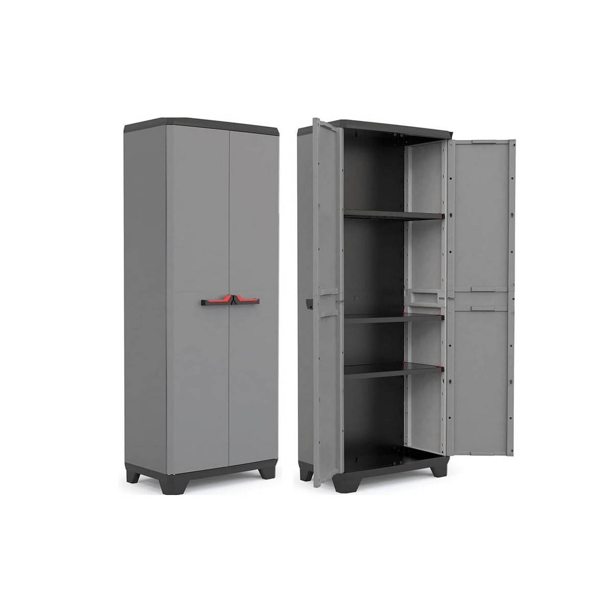 Keter - Armoire de rangement 38 x 39 x 173 cm 2 Portes 3 Étagères 15kg Réglables Grise Intérieur / Exterieur KETER - Imagen 1