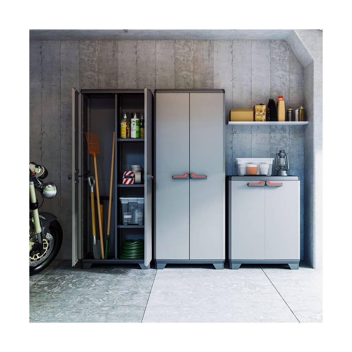 Keter - Armoire de rangement 38 x 39 x 173 cm 2 Portes 3 Étagères 15kg Réglables Grise Intérieur / Exterieur KETER - Imagen 5