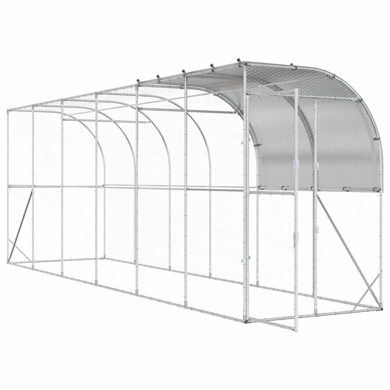 Vidaxl - Poulailler contre le mur Argenté 600 x 100 x 215 cm vidaXL 3434712 - Image 4