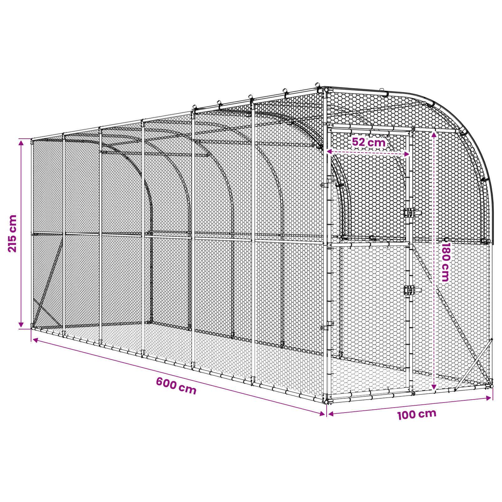 Vidaxl - Poulailler contre le mur Argenté 600 x 100 x 215 cm vidaXL 3434712 - Image 3