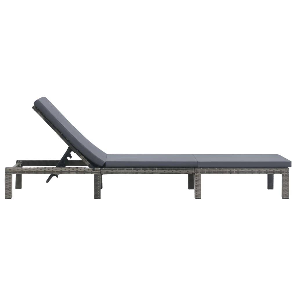 Helloshop26 - Transat chaise longue bain de soleil lit de jardin terrasse meuble d'extérieur avec coussin résine tressée anthracite - Imagen 3