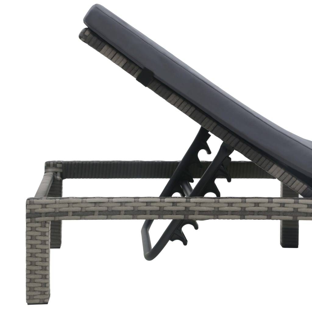 Helloshop26 - Transat chaise longue bain de soleil lit de jardin terrasse meuble d'extérieur avec coussin résine tressée anthracite - Imagen 5