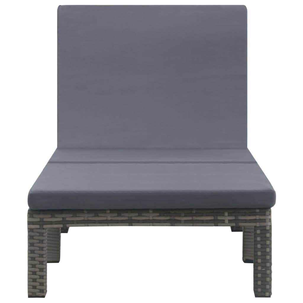 Helloshop26 - Transat chaise longue bain de soleil lit de jardin terrasse meuble d'extérieur avec coussin résine tressée anthracite - Imagen 2