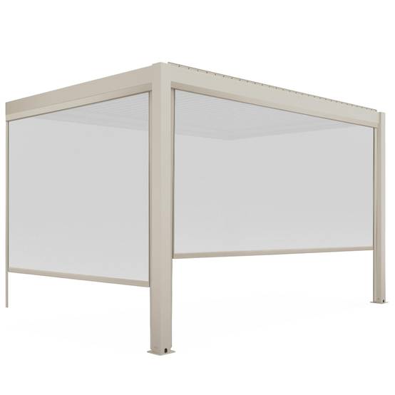 Oviala - Pergola bioclimatique adossée 3x4 m et 2 stores bois crème Oia - Oviala - Image 2