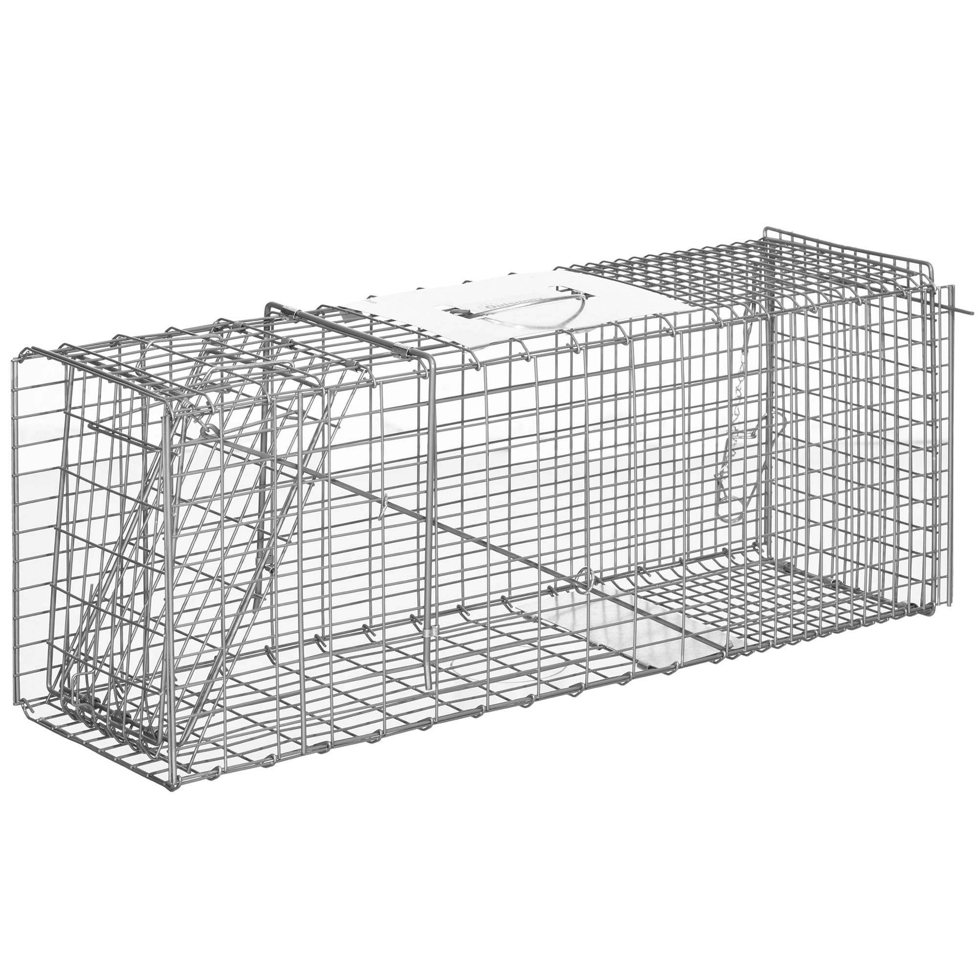 Piège cage de capture pliante pour petits animaux type rats et souris - 2 portes poignée 81 x 26 x 34,5 cm acier gris - Image 1