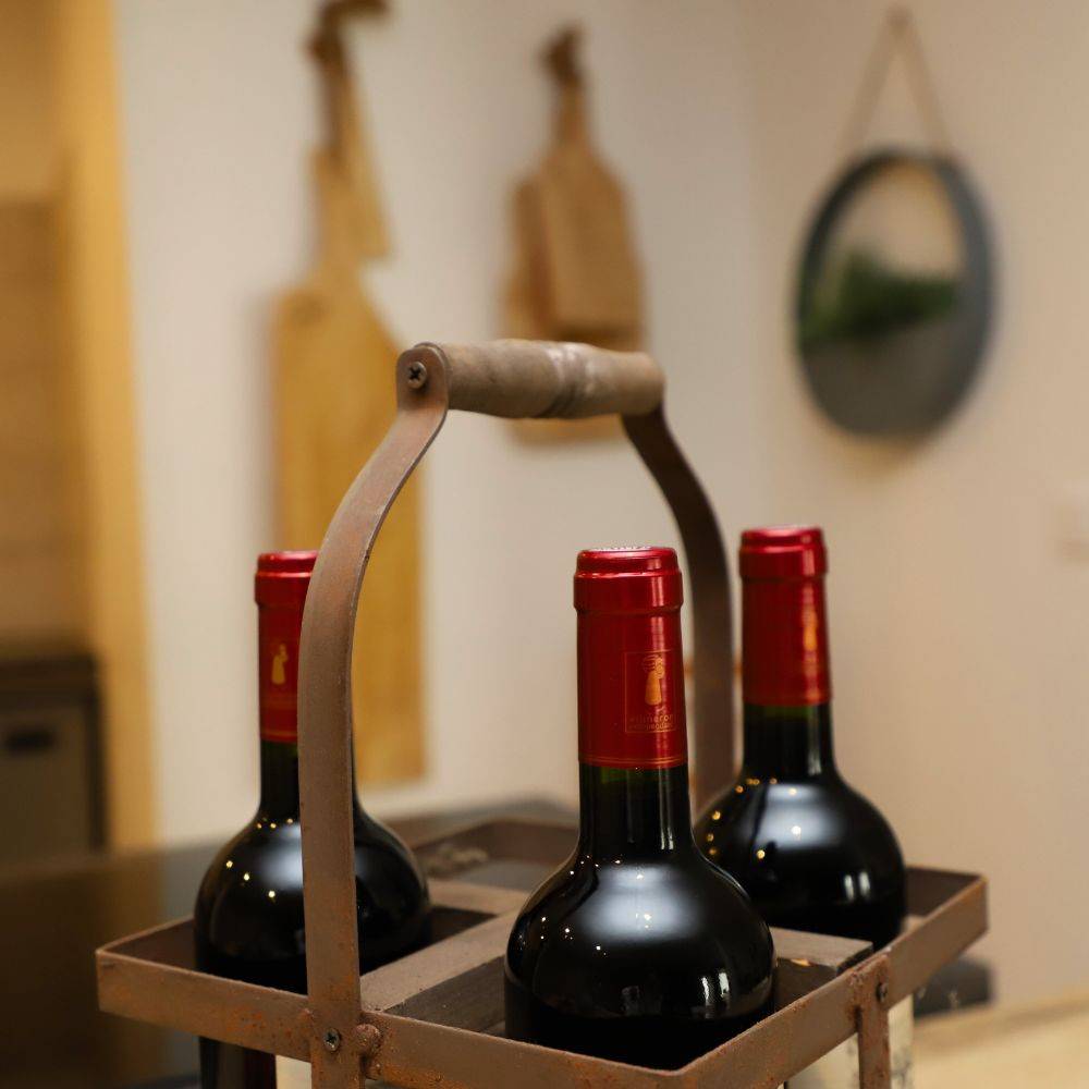 Porte Bouteilles bois métal marron 21.5 x 21.5 x 37 cm Chemin de campagne - Imagen 4