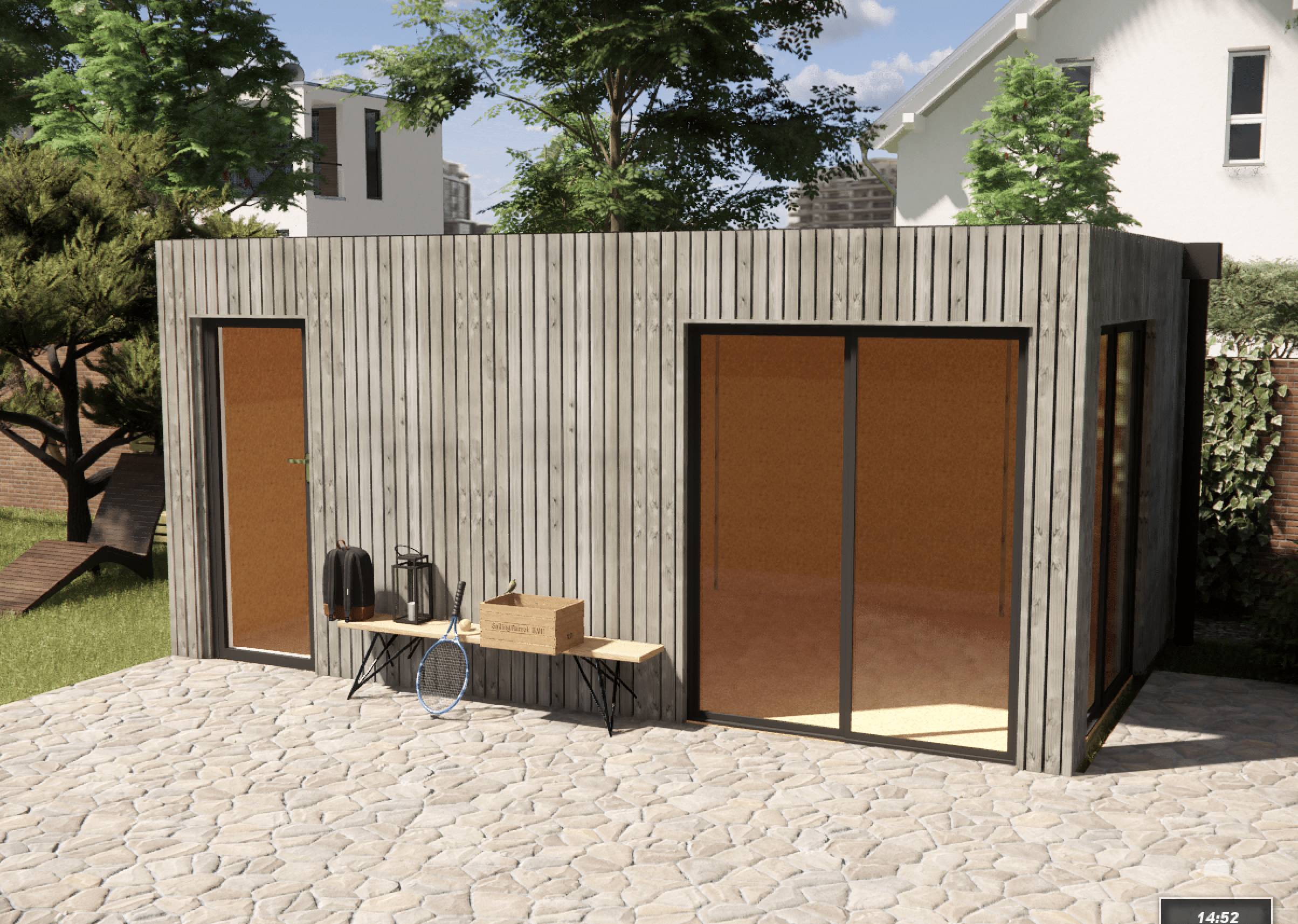 Sans Marque - Extension maison en bois en bois 5,5 x 3,5 x 2,7 m - Imagen 6