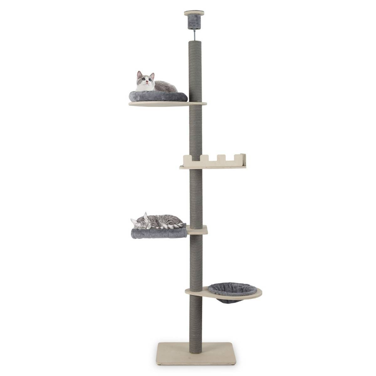 Arbre à Chat Ajustable du Sol au Plafond à 5 Niveaux Tour pour Chats 236-271cm de Hauteur - Image 1