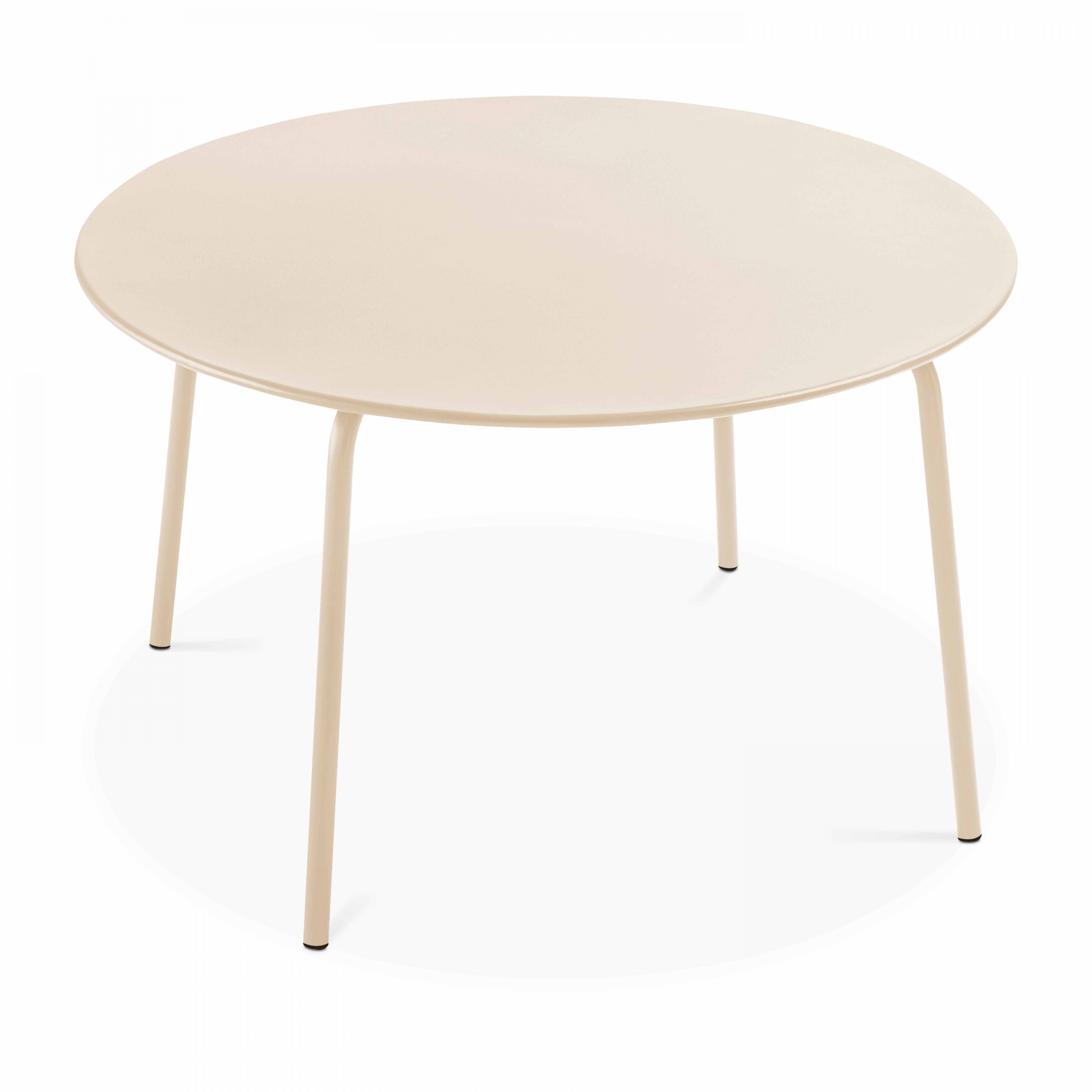 Oviala - Table de jardin ronde en acier 8 places 120 cm ivoire Palavas - Oviala - Imagen 1